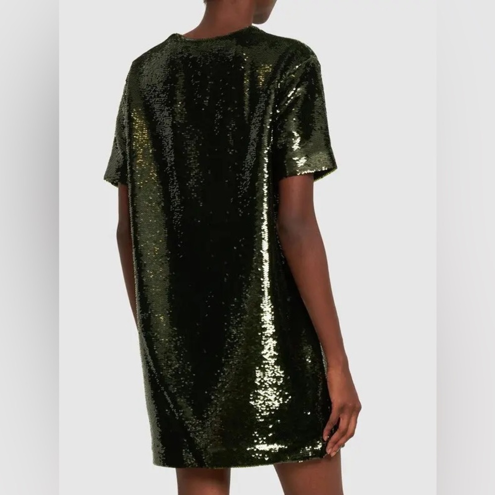 The Frankie Shop ‘Riley’ Sequins Tee Dress in Olive Green NEW NWT - Picture 2 of 13